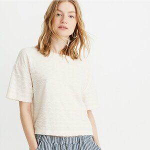 Madewell Texture & Thread Scallop-Stripe Top in Pearl Ivory